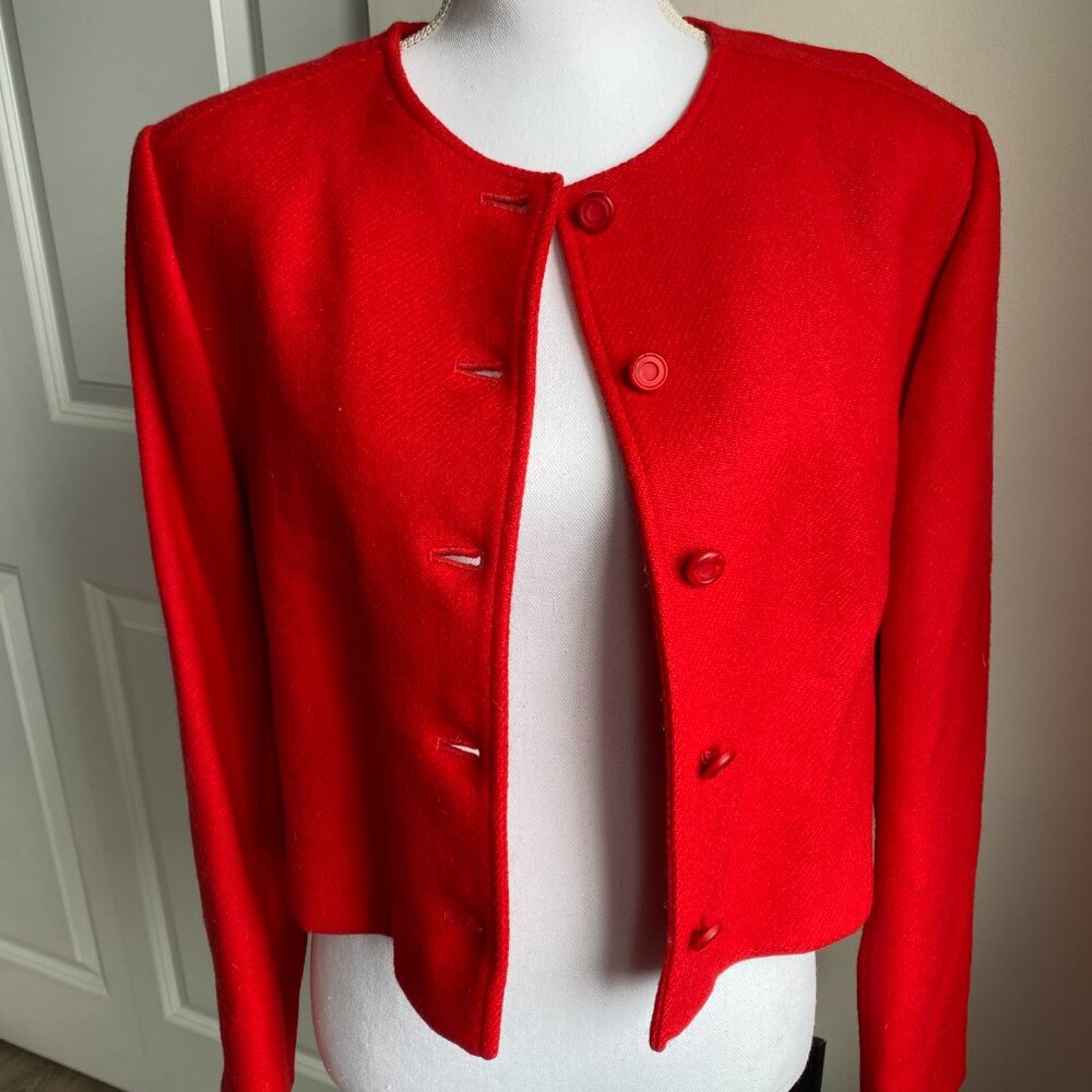 Vintage Red Pendleton Virgin Wool Jacket Blazer USA Made Minimalist Classic